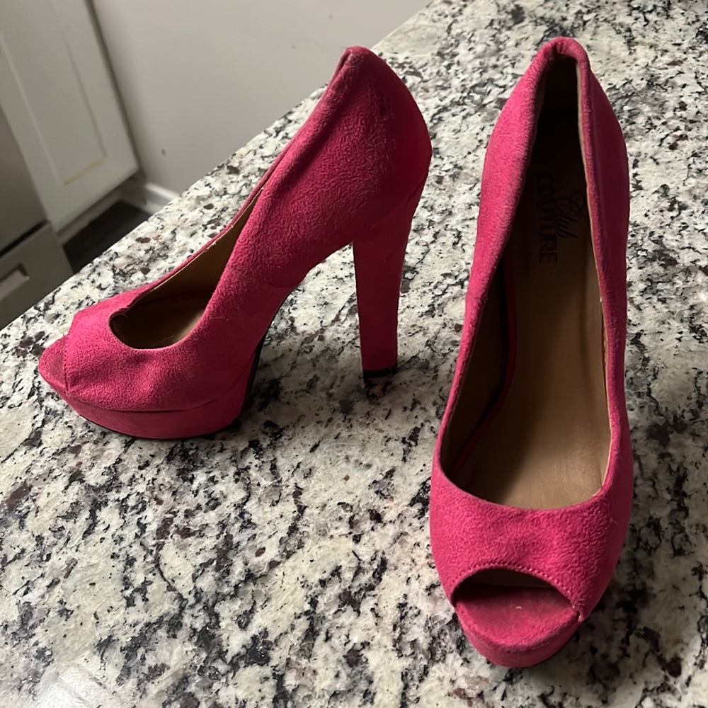 Pink platform heels